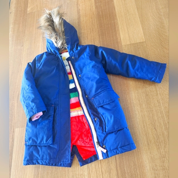 Boden Navy Multicolor Striped Jacket Waterproof Parka